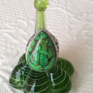 Green Copper Turquoise Sterling Silver ring